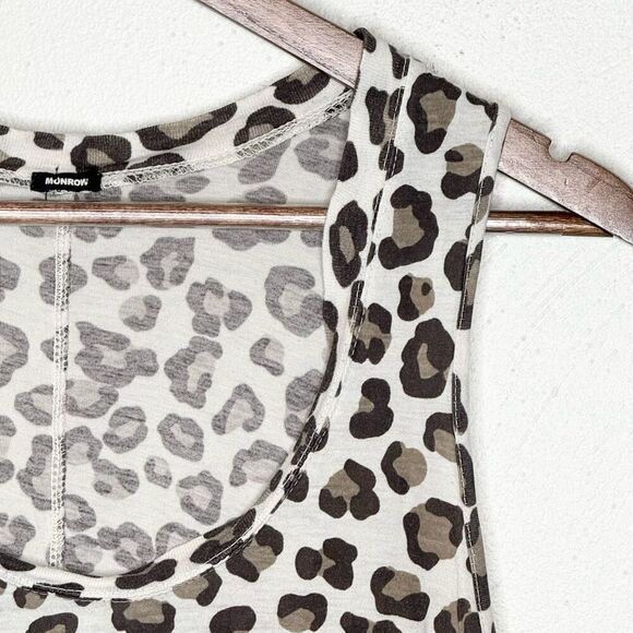 Monrow Scoop Neck Leopard Print Tank Top - Women’s US M - Picture 4 of 8